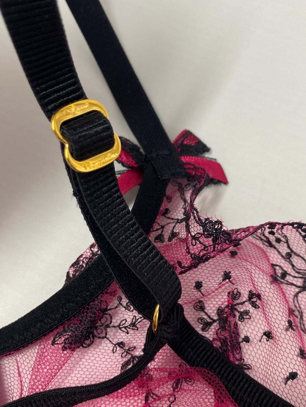 Agent Provocateur Graice Pink Black Bra 34DD NWT $145 - Picture 8 of 9